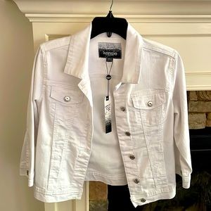 Kensie Jeans Jacket- White - Size Small